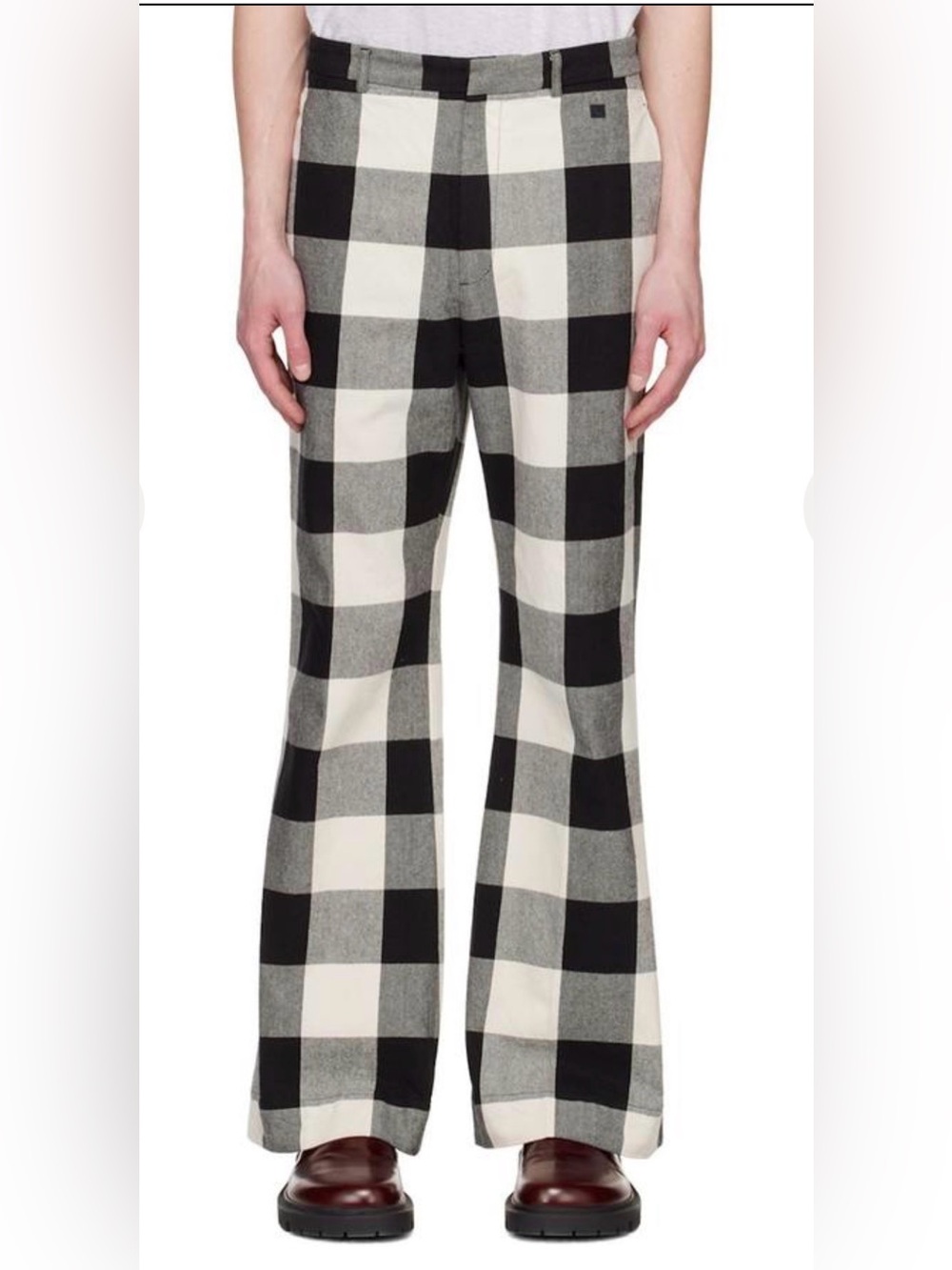 Acne Studios Black & White Buffalo Check Wide Leg Pants Sz XXS